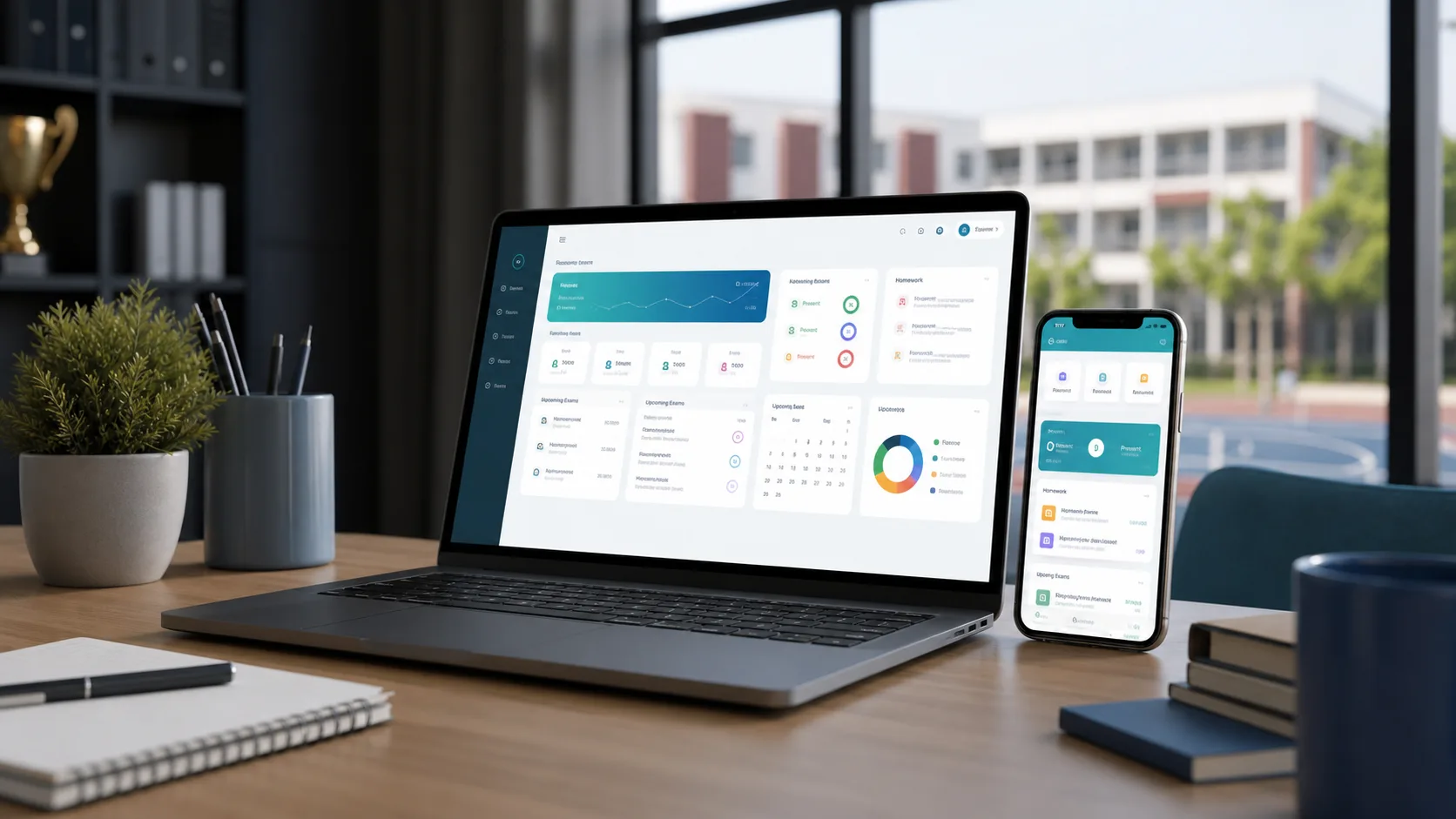 Parent and teacher mobile apps connected to school ERP
